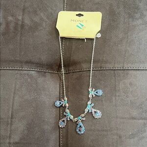 Monet Silver Necklace with Blue Accents